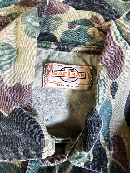 Vintage 1970’s SafTBak Duck Camo Hunting Jacket w/ Original Repair XL