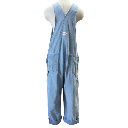 Vintage Round House Engineer Striped Overalls a/ Quilt Square Knee Patches