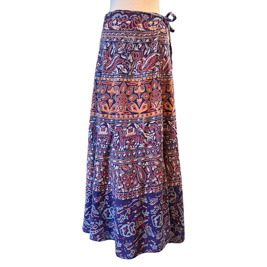 Vintage Geeta Batik Print Maxi Wrap Skirt O/S