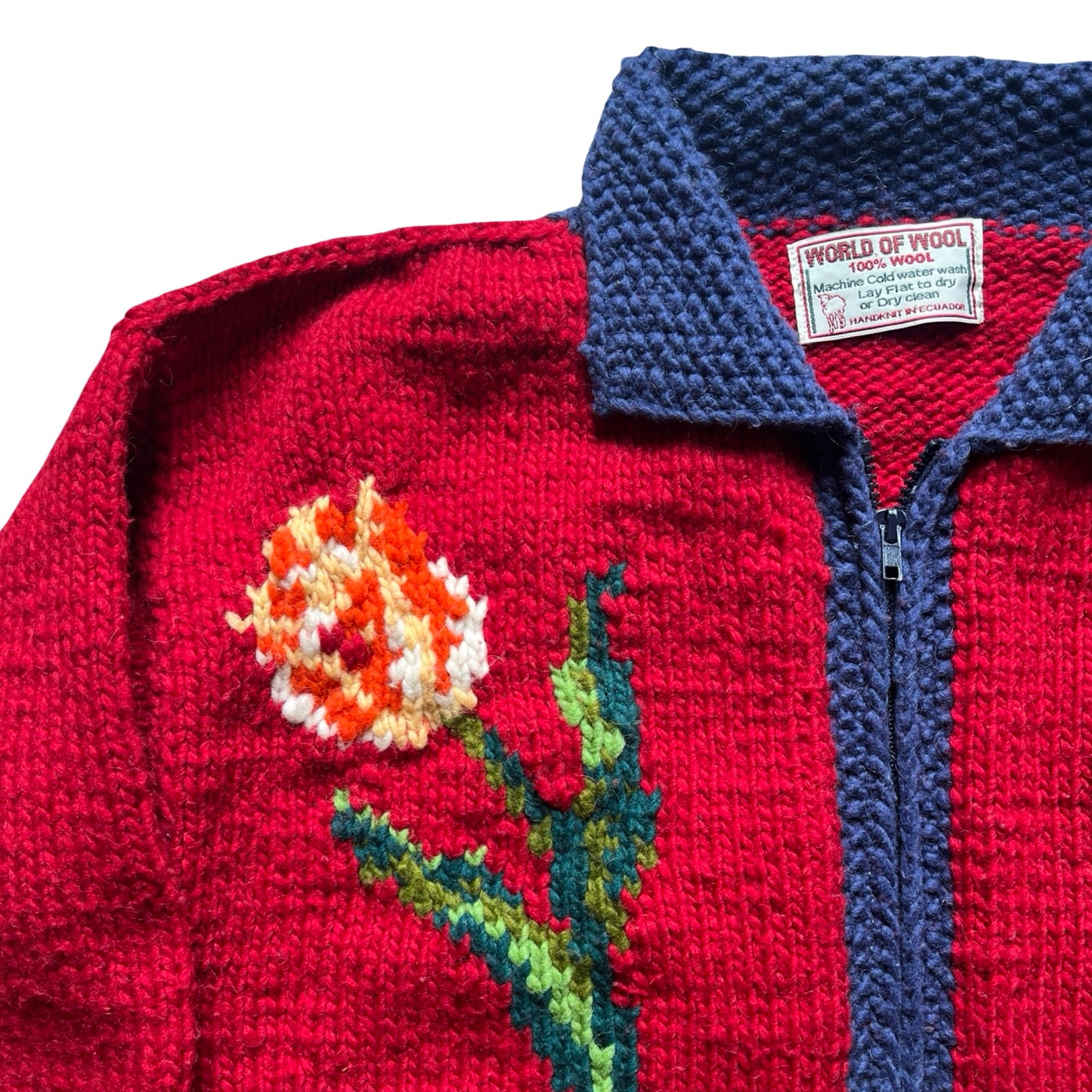 RARE Vintage 80’s Hand Knit Tulip Cowichan Sweater Jacket w/ Pockets L/XL