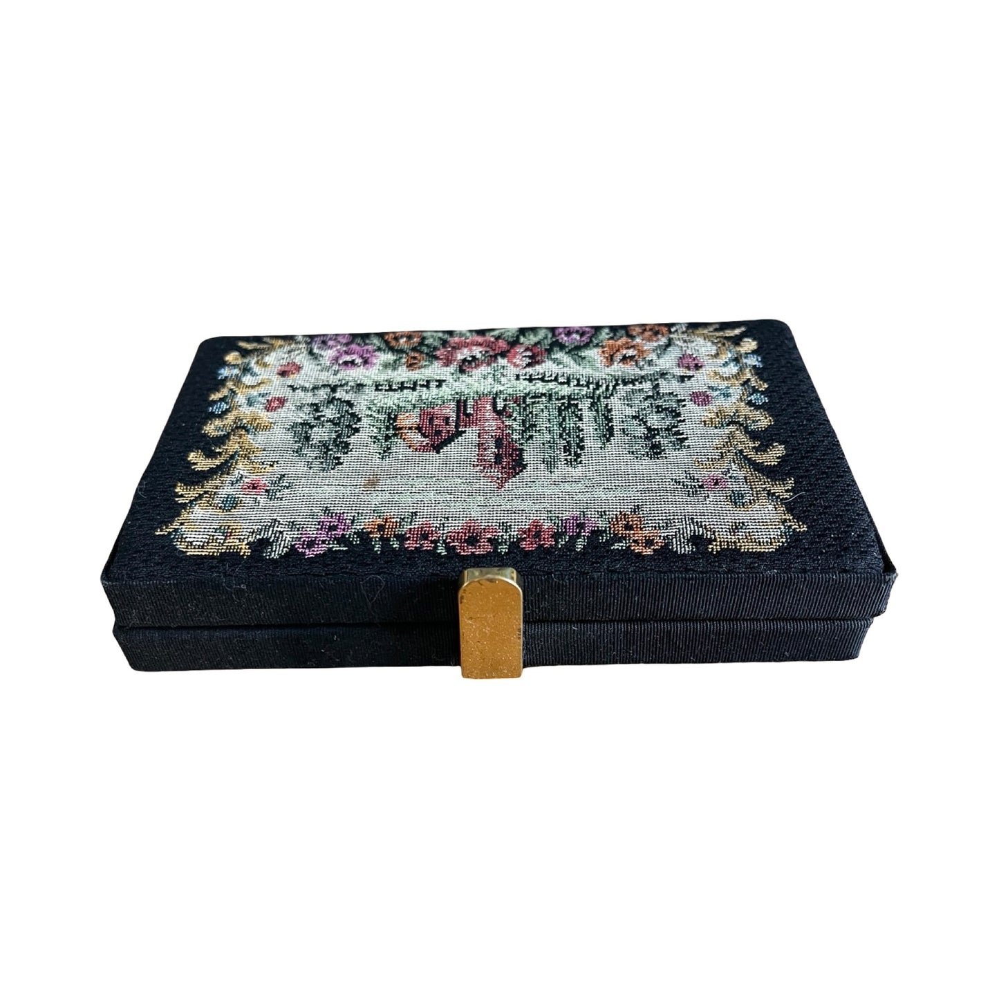 Vintage Pastoral Needlepoint Box Clutch