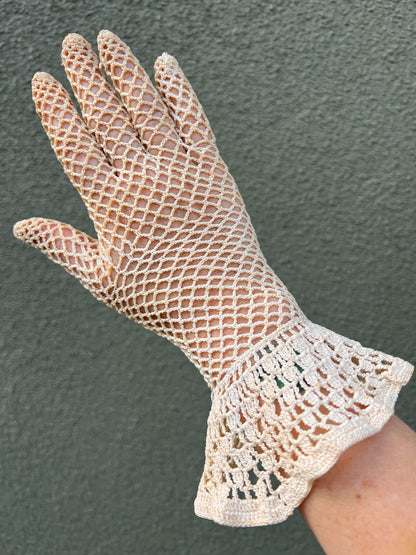 Vintage Crochet Gloves Long