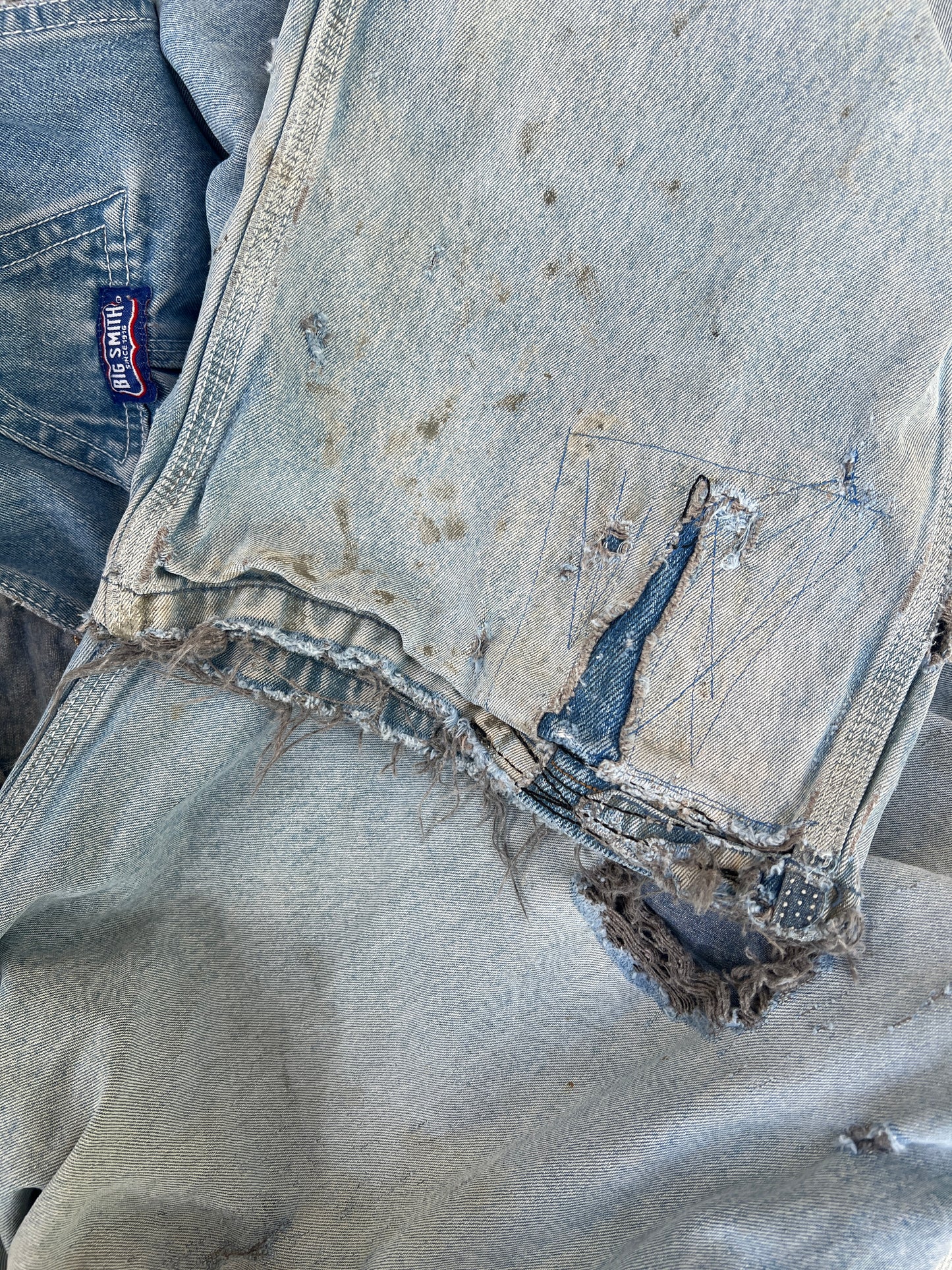 Vintage Heavily Distressed & Faded Big Smith Overalls XL