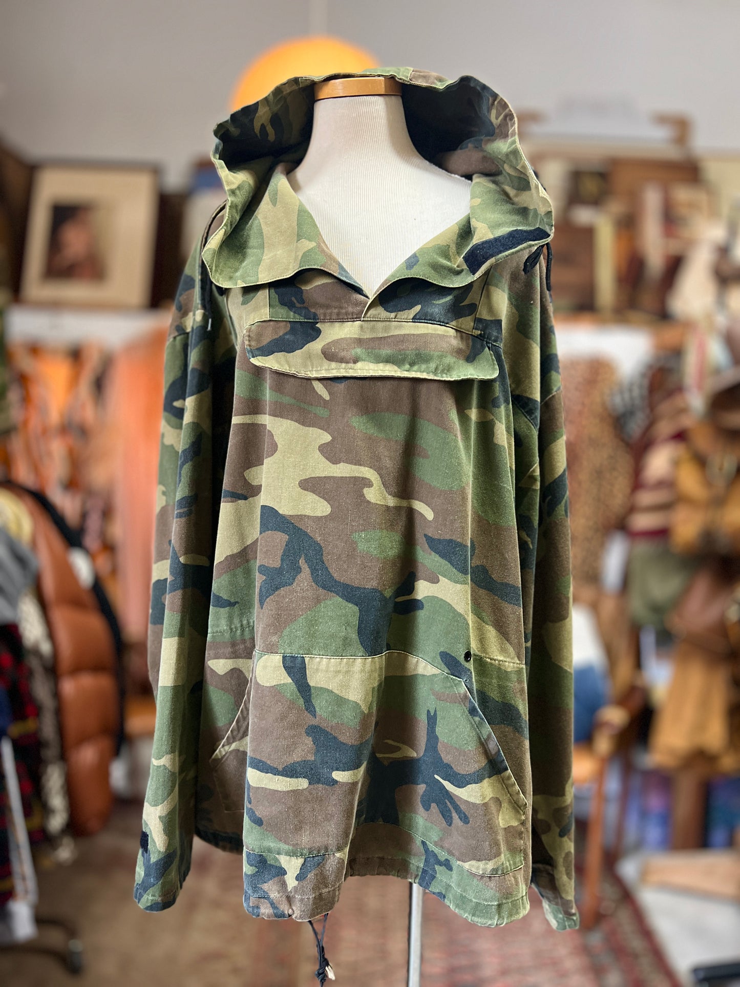 Vintage Military Issued Woodland Camo Hooded Anorak 3XL