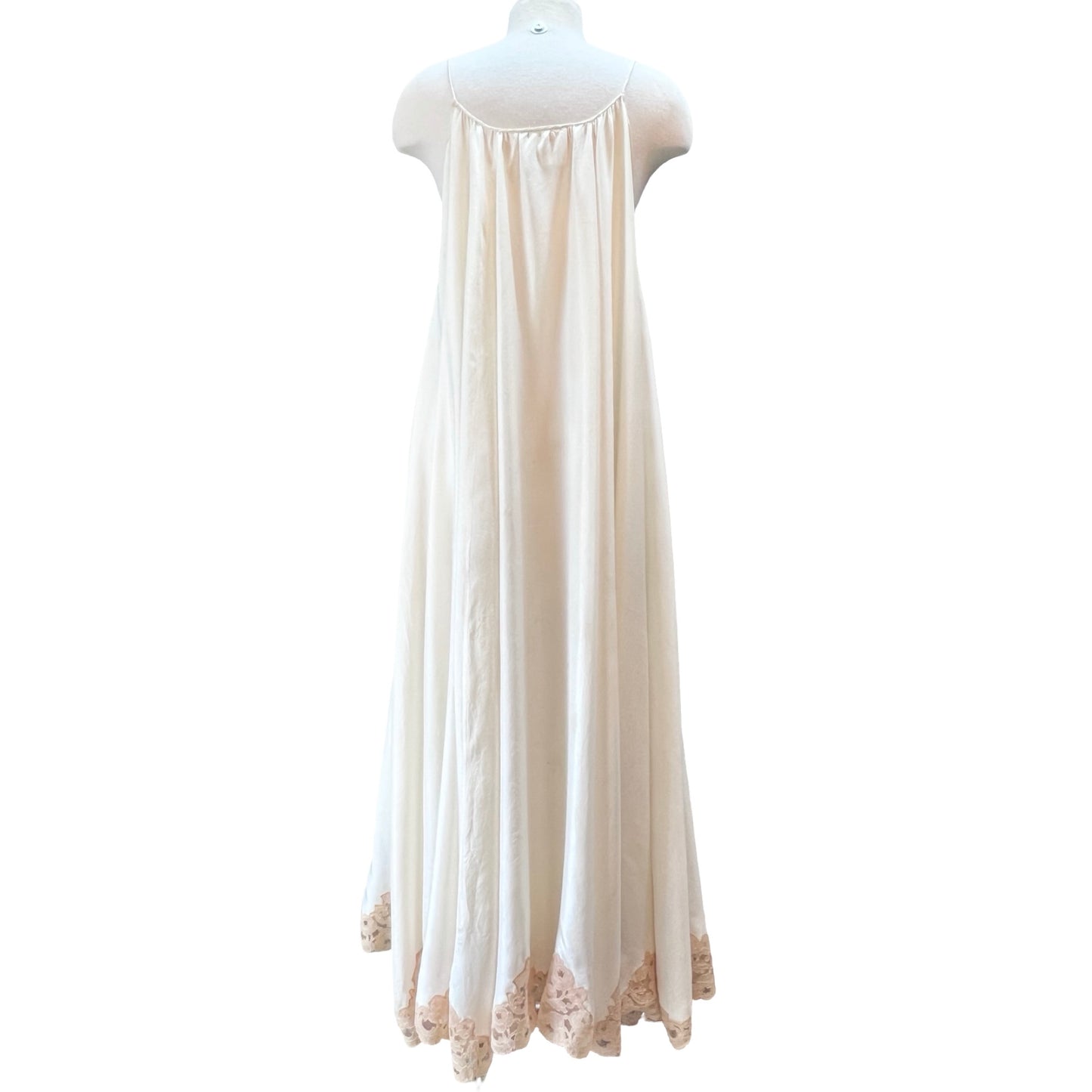 Rare Collectible Vintage 1970’s Silk 8-Panel Janet Reger London Ethereal Maxi Dressing Gown Lace Trim