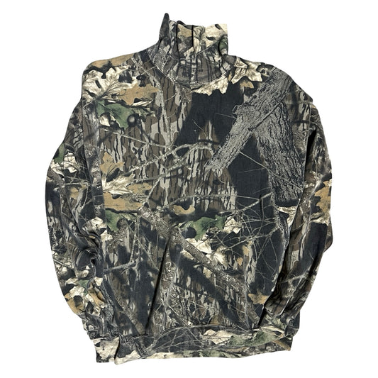 Vintage Oversized Camouflage Turtleneck Sweatshirt XXXL