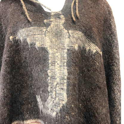 Rare Vintage 1960’s Guatemalan Quetzal Bird Handmade Wool Poncho O/S