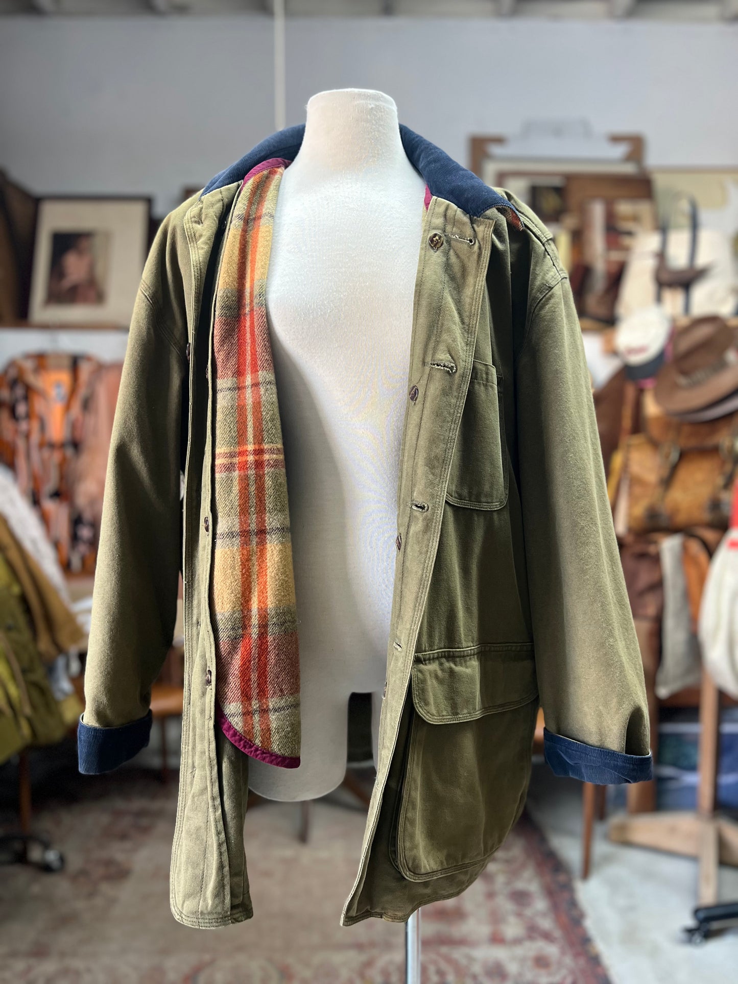Vintage 90’s J Crew Barn Jacket Chore Coat w/ Removable Flannel Vest M