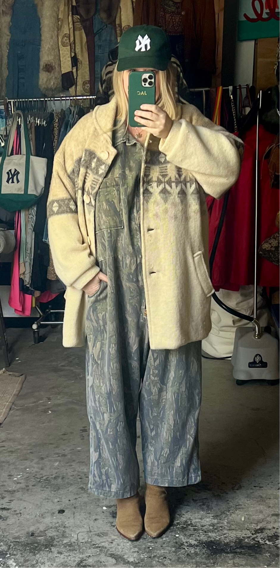Vintage Alafoss of Iceland Nordic Print Button Front Sweater Coat L/XL