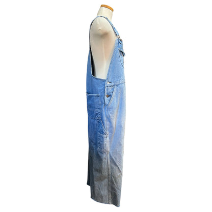 Vintage Distressed Key Imperial Denim Overalls Raw Hem