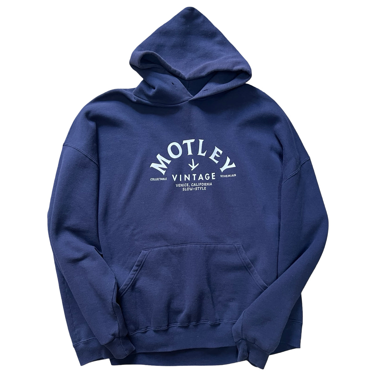 Vintage Oversized Distressed Navy Russell Hoodie w/ MV Logo 3XL #26