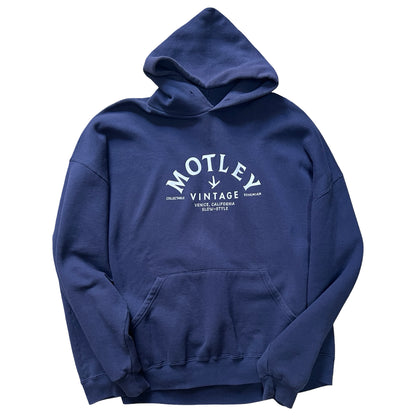 Vintage Oversized Distressed Navy Russell Hoodie w/ MV Logo 3XL #26