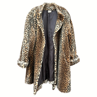 Vintage 1980’s Oversized Faux Fur Leopard Print Coat  XXL