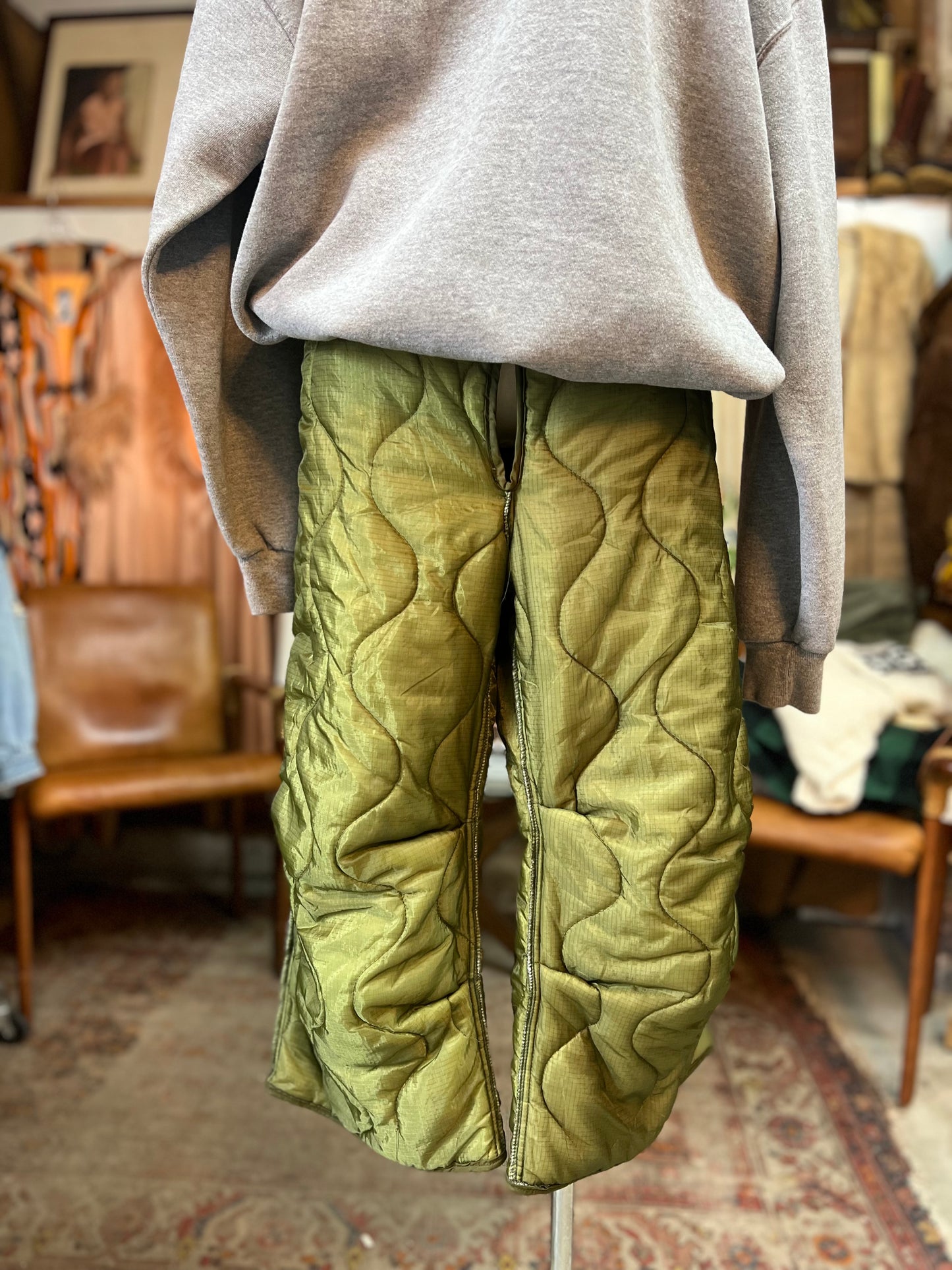 Vintage Military Army Quilted Liner Cropped Pants