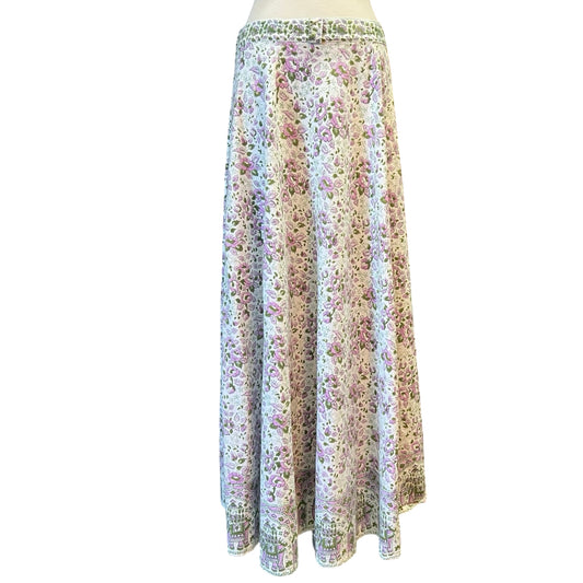 Vintage 70’s India Block Print Floral Maxi Skirt XL