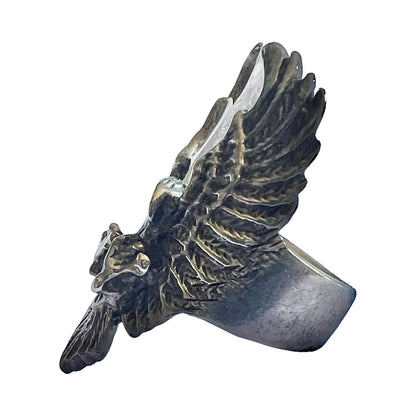 Vintage Sterling Silver Eagle Biker Ring Size 7 1/4
