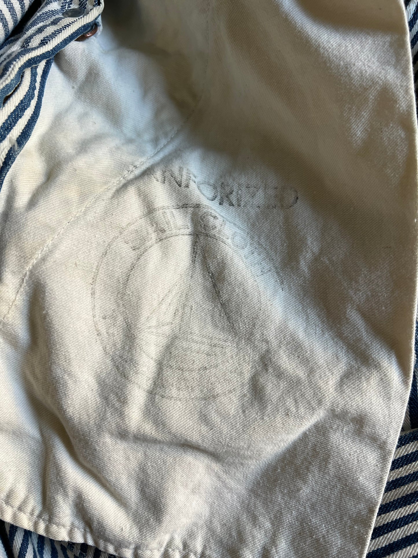 Very Rare Vintage 1940’s/50's Distressed Pay Day Square Bak Union Made Sanforized Sail Cloth Hickory Striped Apron Bib Overalls