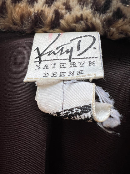 Vintage 1980’s Oversized Faux Fur Leopard Print Coat  XXL