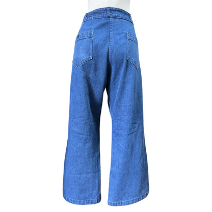Vintage 1970’s Seafarer Navy Sailor Jeans Cropped 12” Kick Flare Talon Zipper Made In USA 36