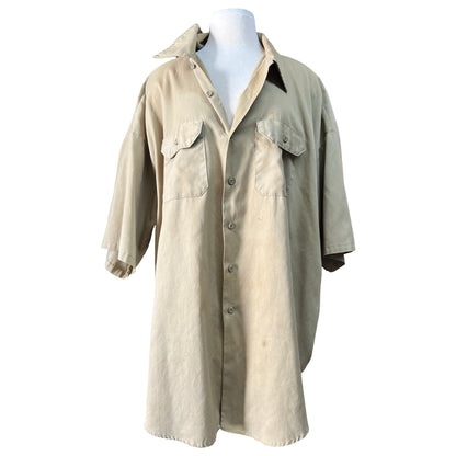 Vintage 1950’s Key Oversized Distressed Khaki Work Shirt 4XL