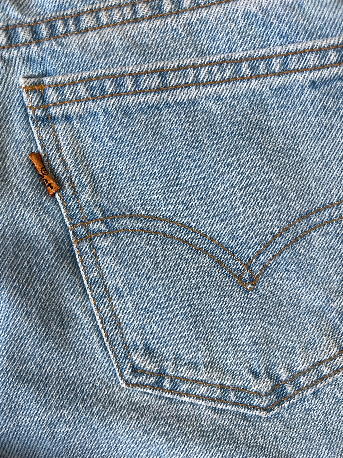 Rare One Of A Kind Vintage 1980’s Levi’s 562 Upside Down Orange Tab Patched Jorts 29/30