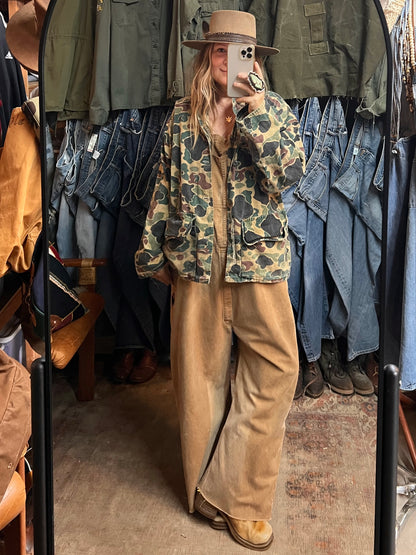 Vintage 1970’s SafTBak Duck Camo Hunting Jacket w/ Original Repair XL