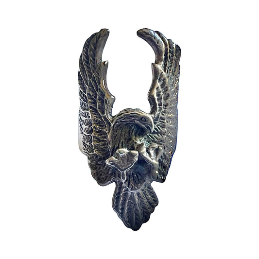 Vintage Sterling Silver Eagle Biker Ring Size 7 1/4
