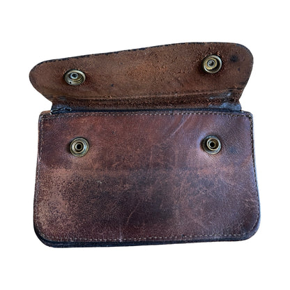 Rare Vintage 1970’s Hand Tooled Leather Tobacco Pouch Worn to Perfection