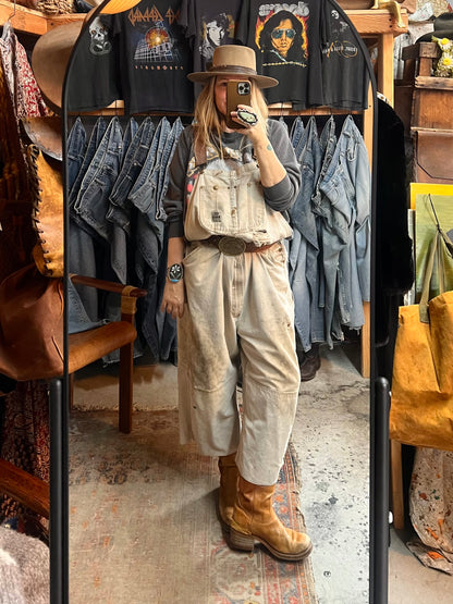 Vintage Heavily Distressed Oversized Double Knee Reed Canvas Overalls 52