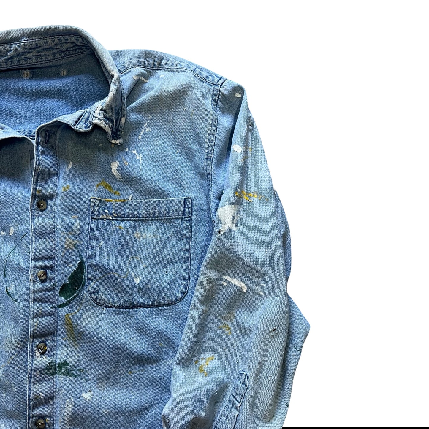 Vintage 80’s Heavily Distressed Denim Shirt L
