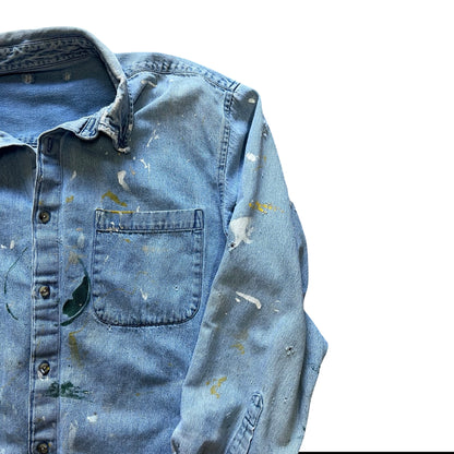 Vintage 80’s Heavily Distressed Denim Shirt L