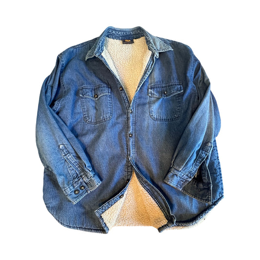 Vintage Oversized 80’s Route 66 Denim Sherpa Shirt Jacket XL/XXL