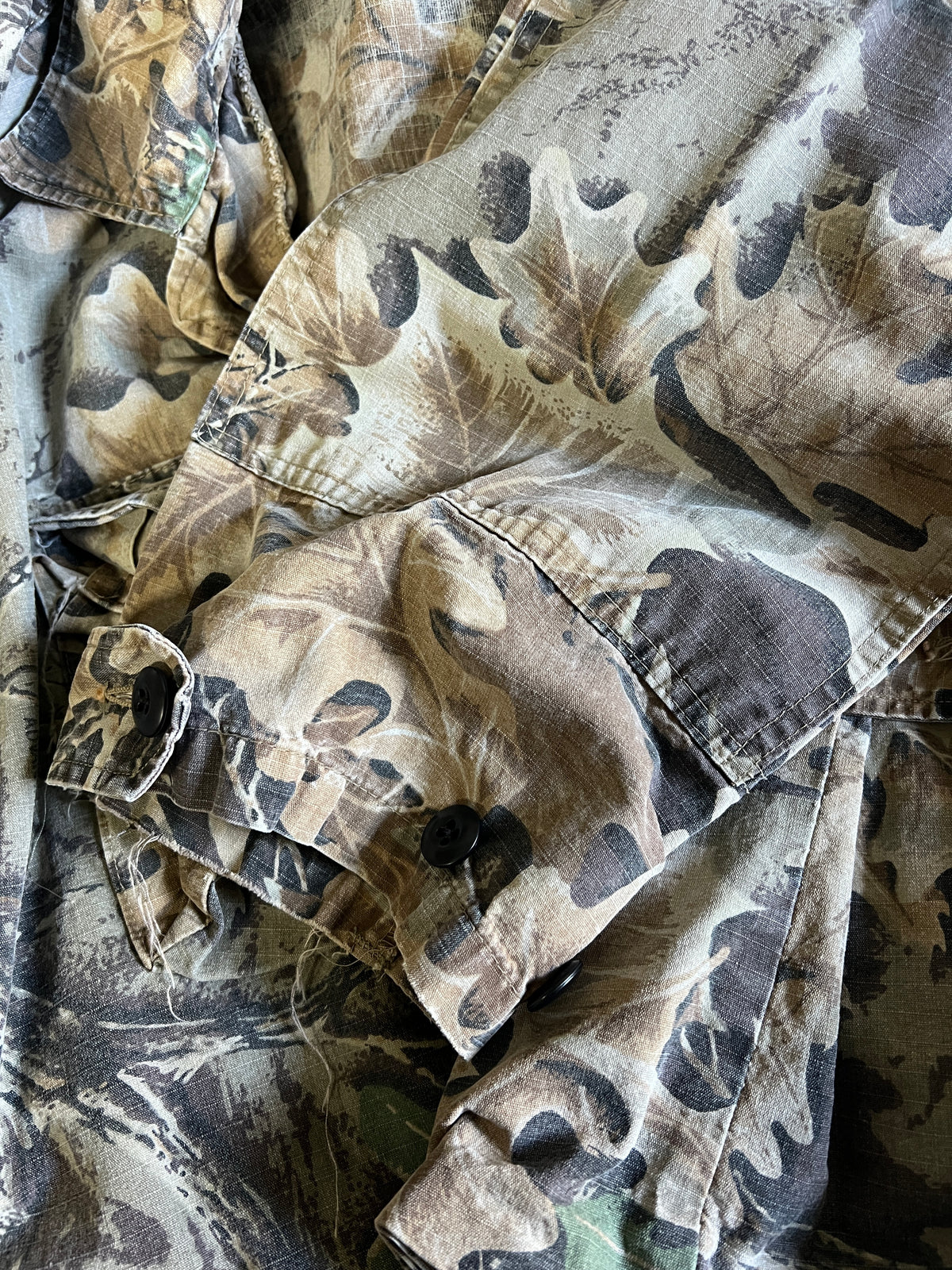 Vintage 1980’s Advantage Ripstop Distressed Camo Oversized Jacket XXL