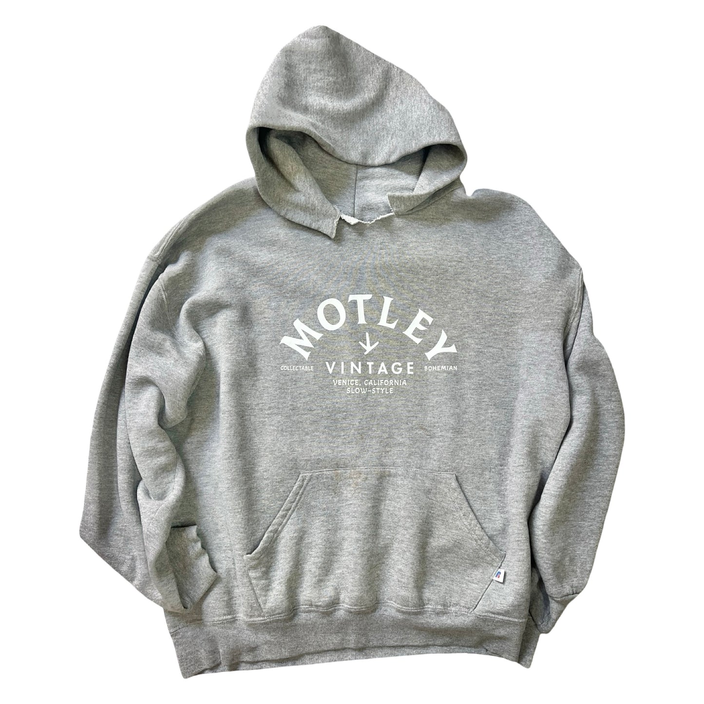 Vintage Oversized Distressed Gray Russell Hoodie w/ MV Logo XL #25