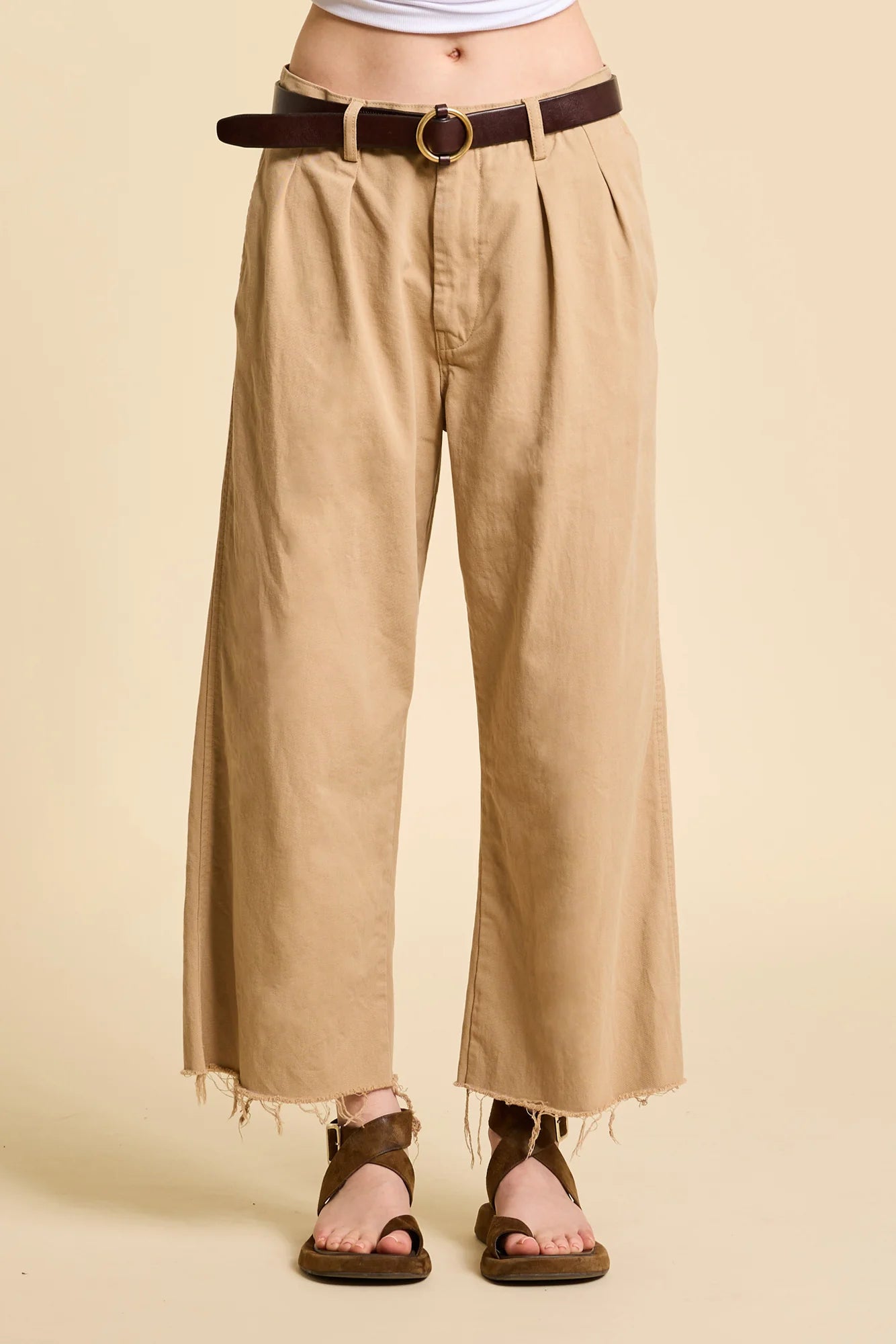 Denimist Cropped Double Pleat Wide Leg Chino 32