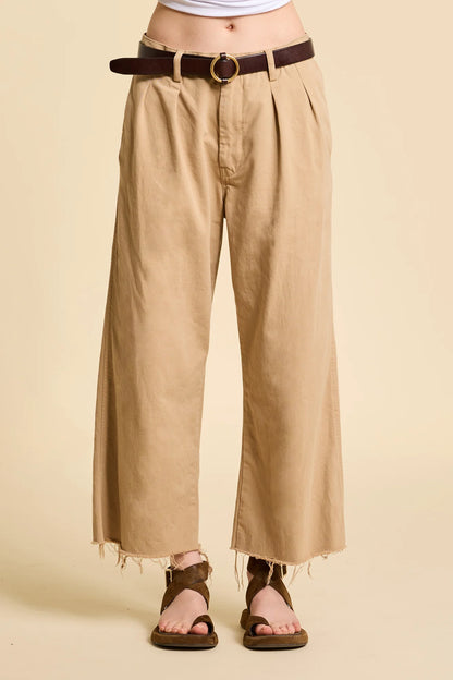 Denimist Cropped Double Pleat Wide Leg Chino 32