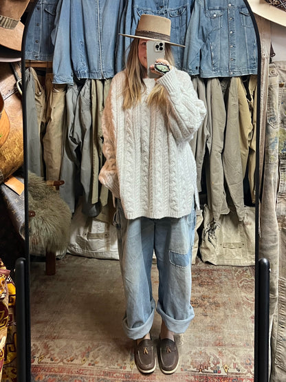 All Saints Oversized Wool Blend Cable Knit Sweater L