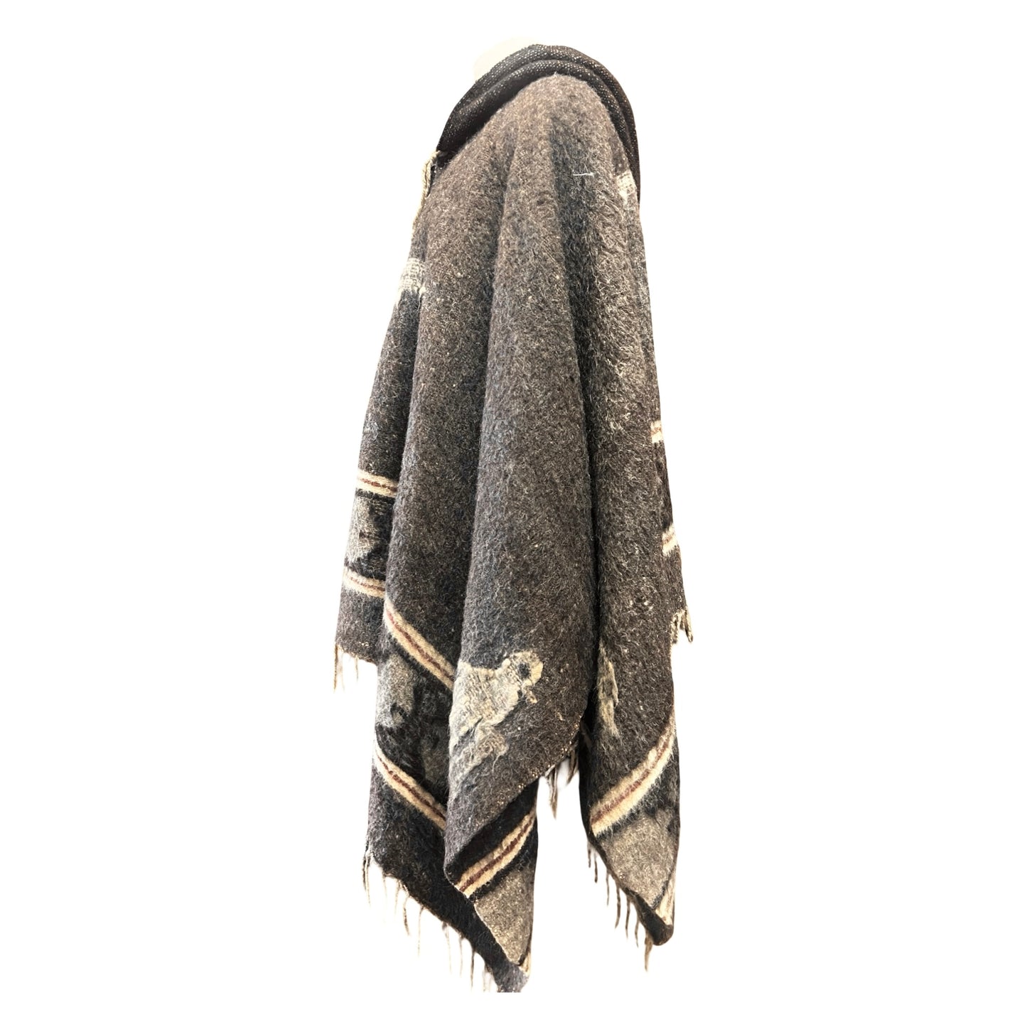 Rare Vintage 1960’s Guatemalan Quetzal Bird Handmade Wool Poncho O/S