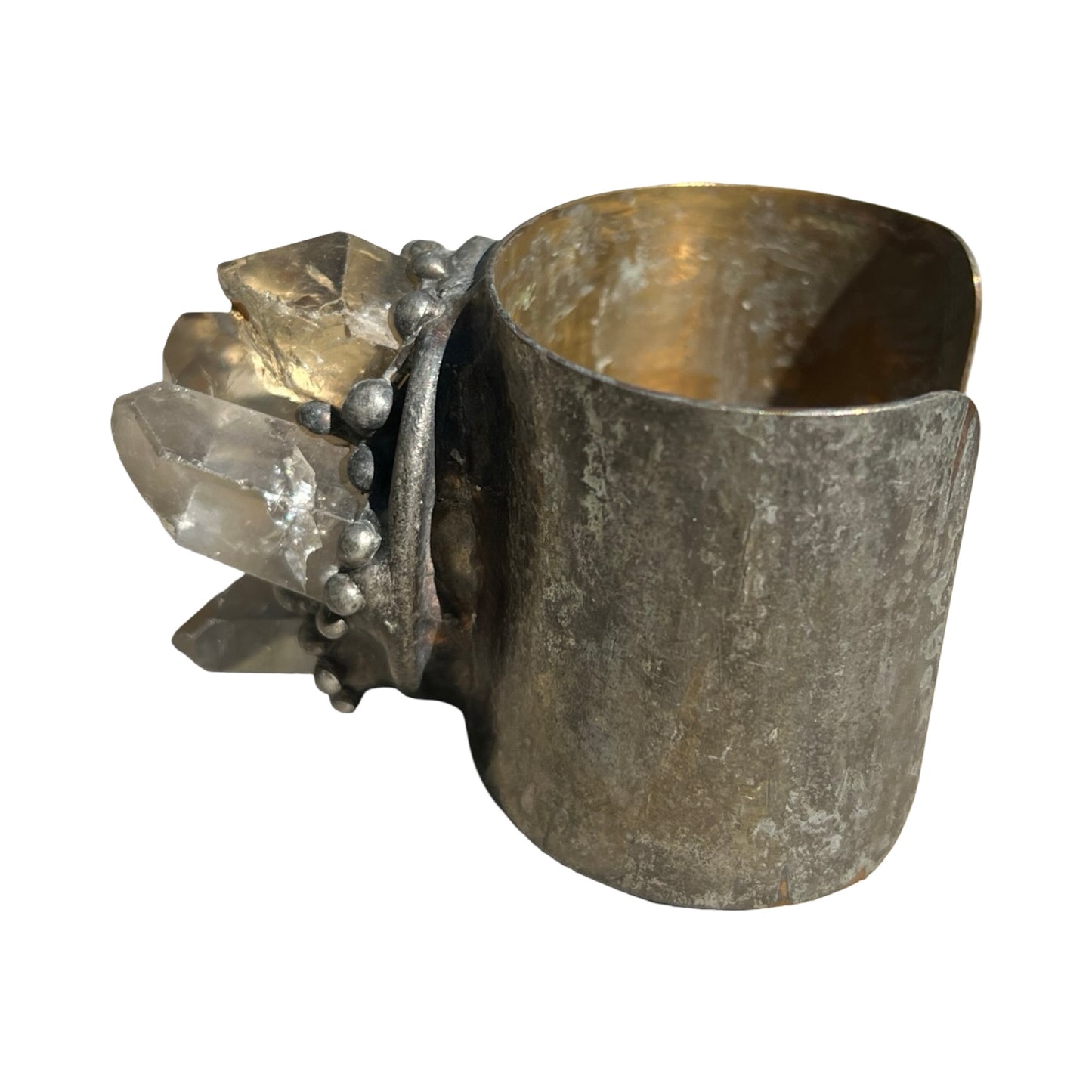 Signed Mikal Winn 2013 Multi Raw Crystal Brutalist Cuff