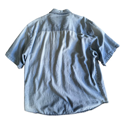 Vintage 80’s Bugle Boy Oversized S/S Faded Soft Denim Shirt XXL