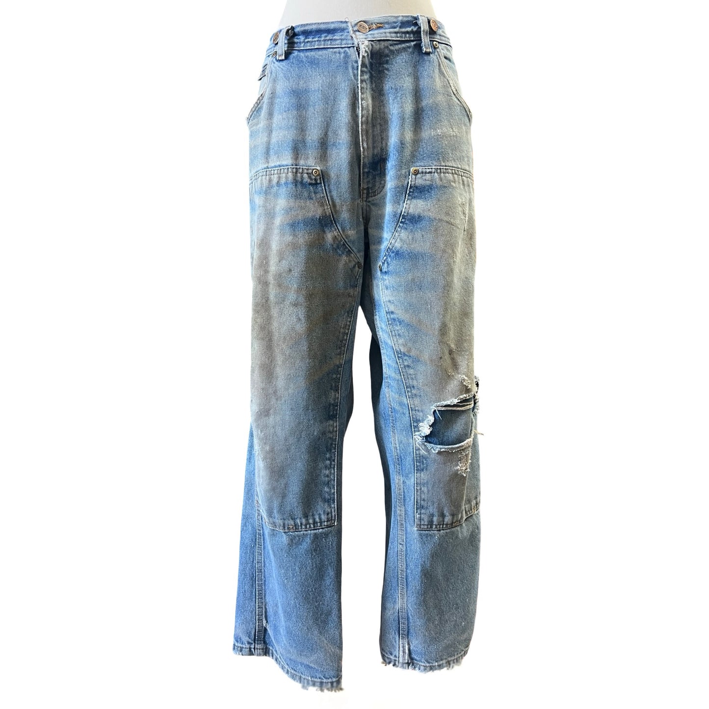 Vintage Distressed Key Double Knee Jeans