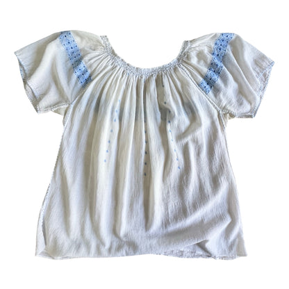 Vintage 60’s Romanian Embroidered Short Sleeve Gauze Top S/M
