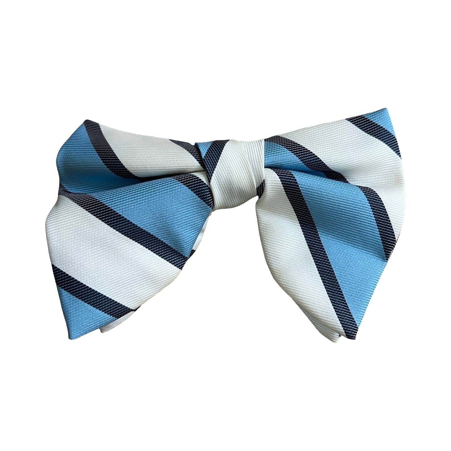 Vintage Blue Stripe Clip On Bow Tie