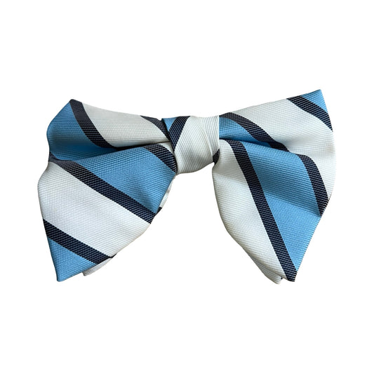 Vintage Blue Stripe Clip On Bow Tie