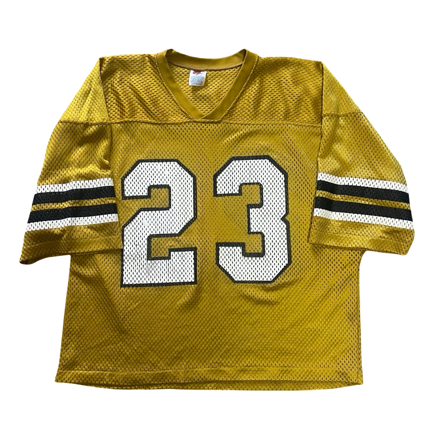 Vintage 1980’s Fab Knit Gold Metallic Mesh Football Jersey L/XL