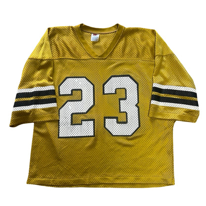 Vintage 1980’s Fab Knit Gold Metallic Mesh Football Jersey L/XL