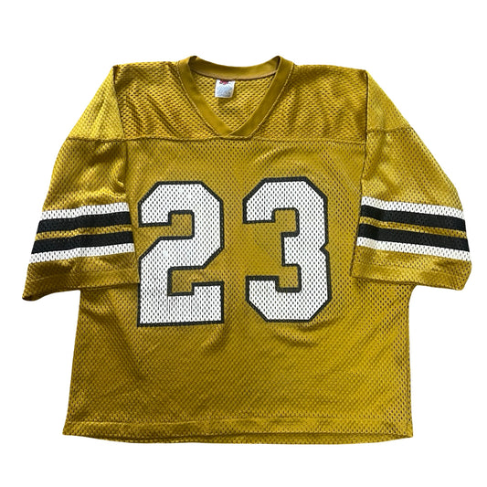 Vintage 1980’s Fab Knit Gold Metallic Mesh Football Jersey L/XL