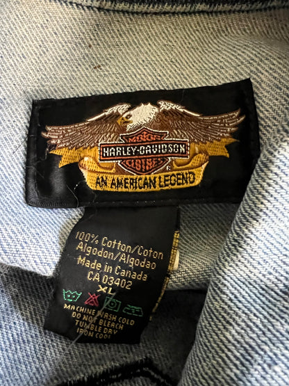 Vintage Harley Davidson Oversized Denim Jacket Back Patch XL