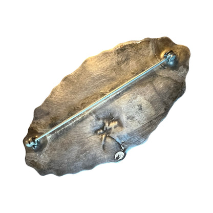 Rare Huge Vintage Navajo Kingman Turquoise 17 Stone Sterling Brooch