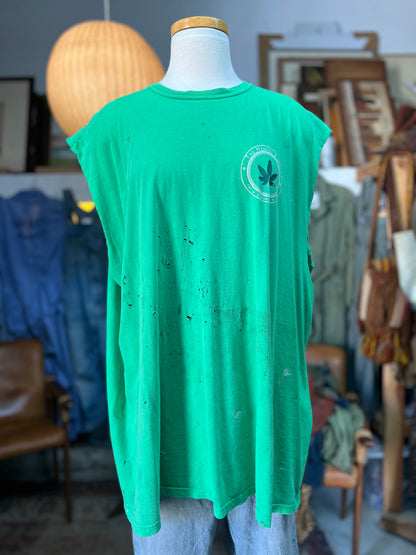 Vintage Distressed Sativa Indica Cut Off Tee XXL